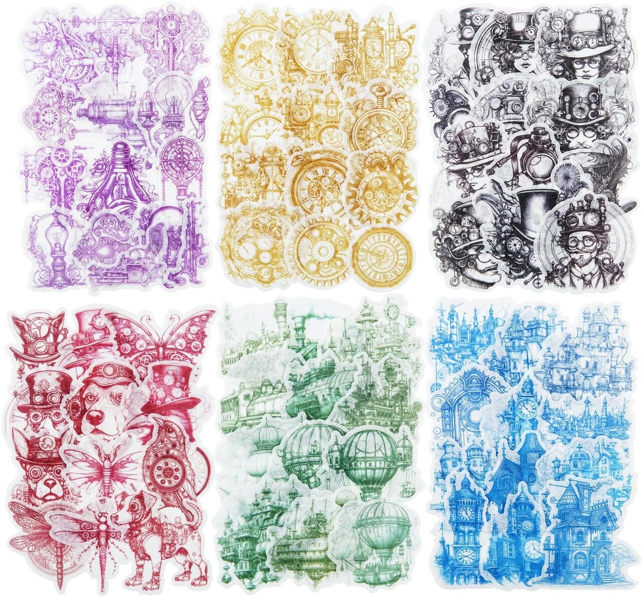 180 Pcs - Steampunk Washi Stickers (Industrial Punk) 2.56 x 2.36 x 0.17 inches